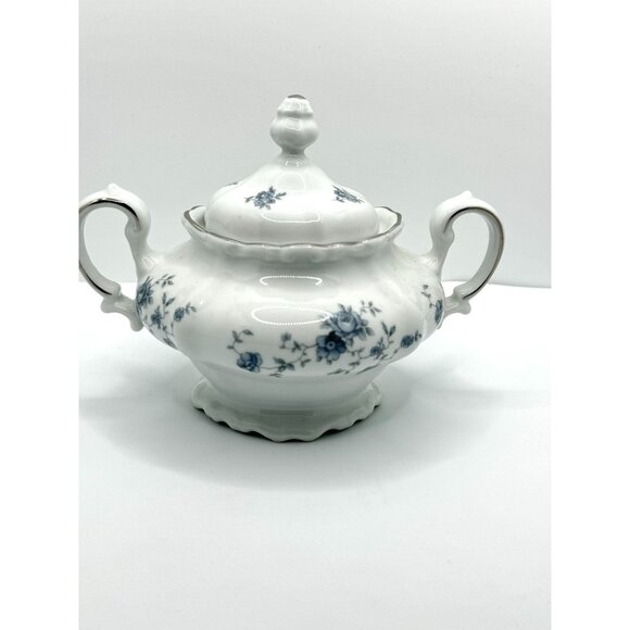 Johann Haviland Traditions Blue Garland Pattern Sugar Bowl With Lid Fine Porcela - Picture 8 of 12